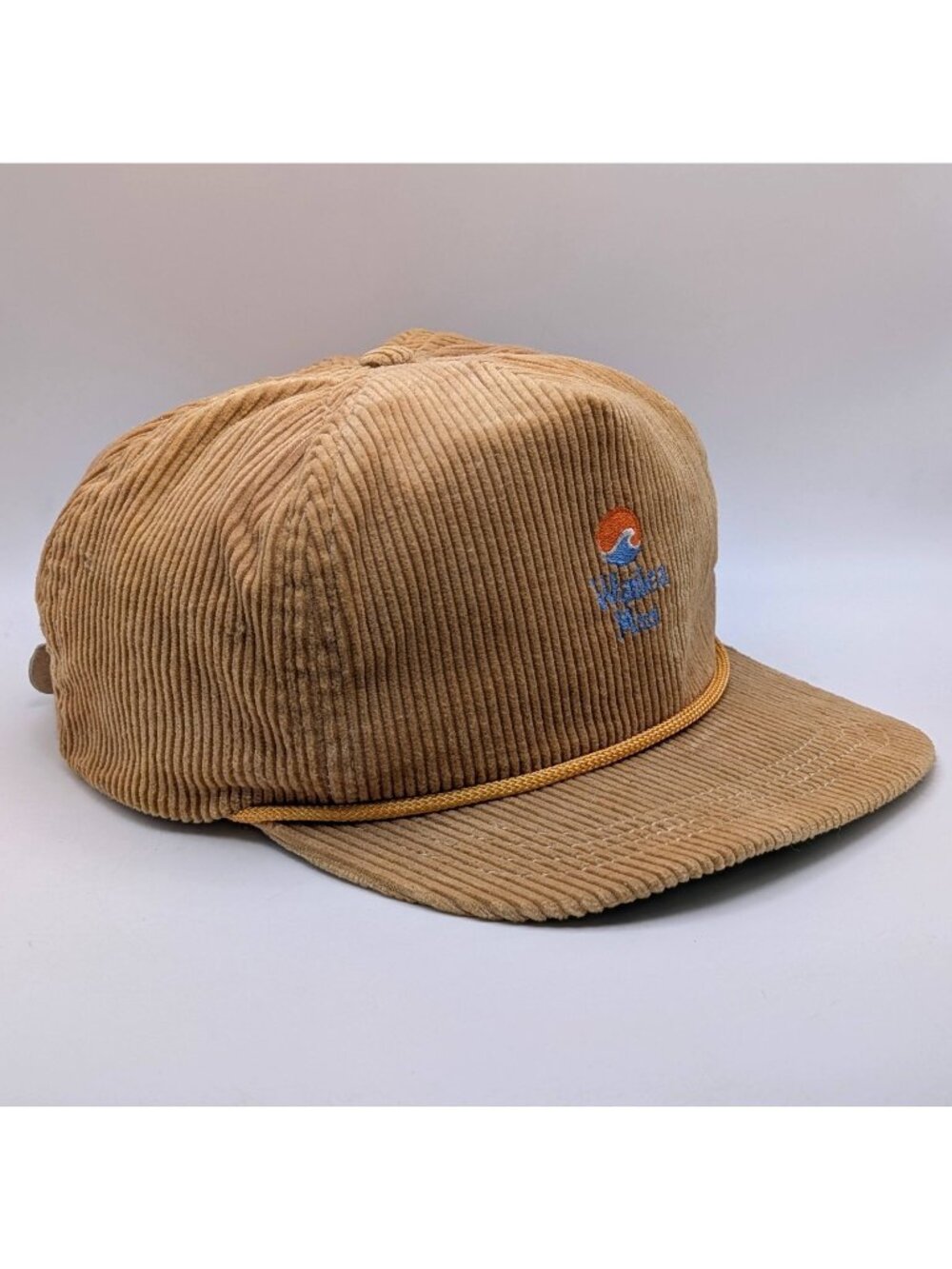 Wailea Maui Hawaii Hat Vintage Brown Corduroy Leather Strap Back 80s 90s Trucker